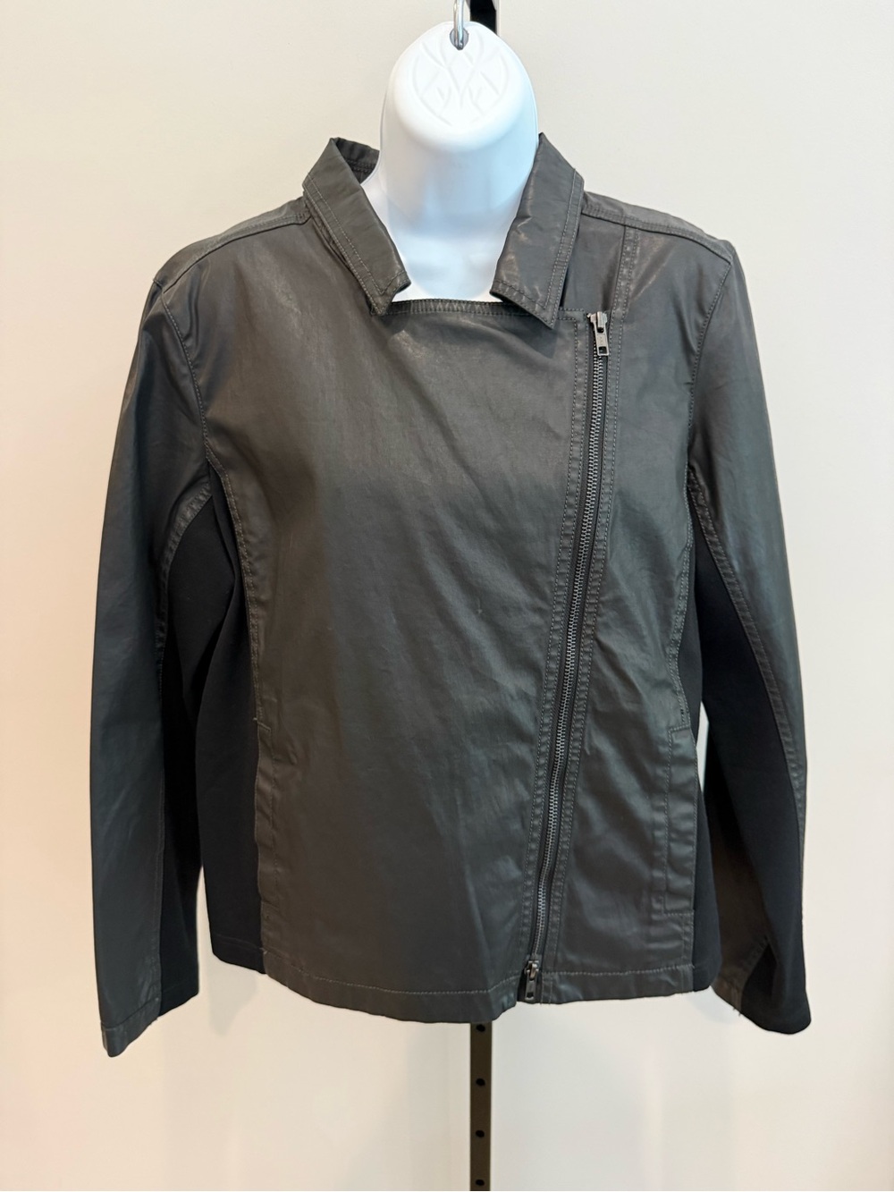 Eileen Fisher Womens Asymmetrical Zip Black Jacket